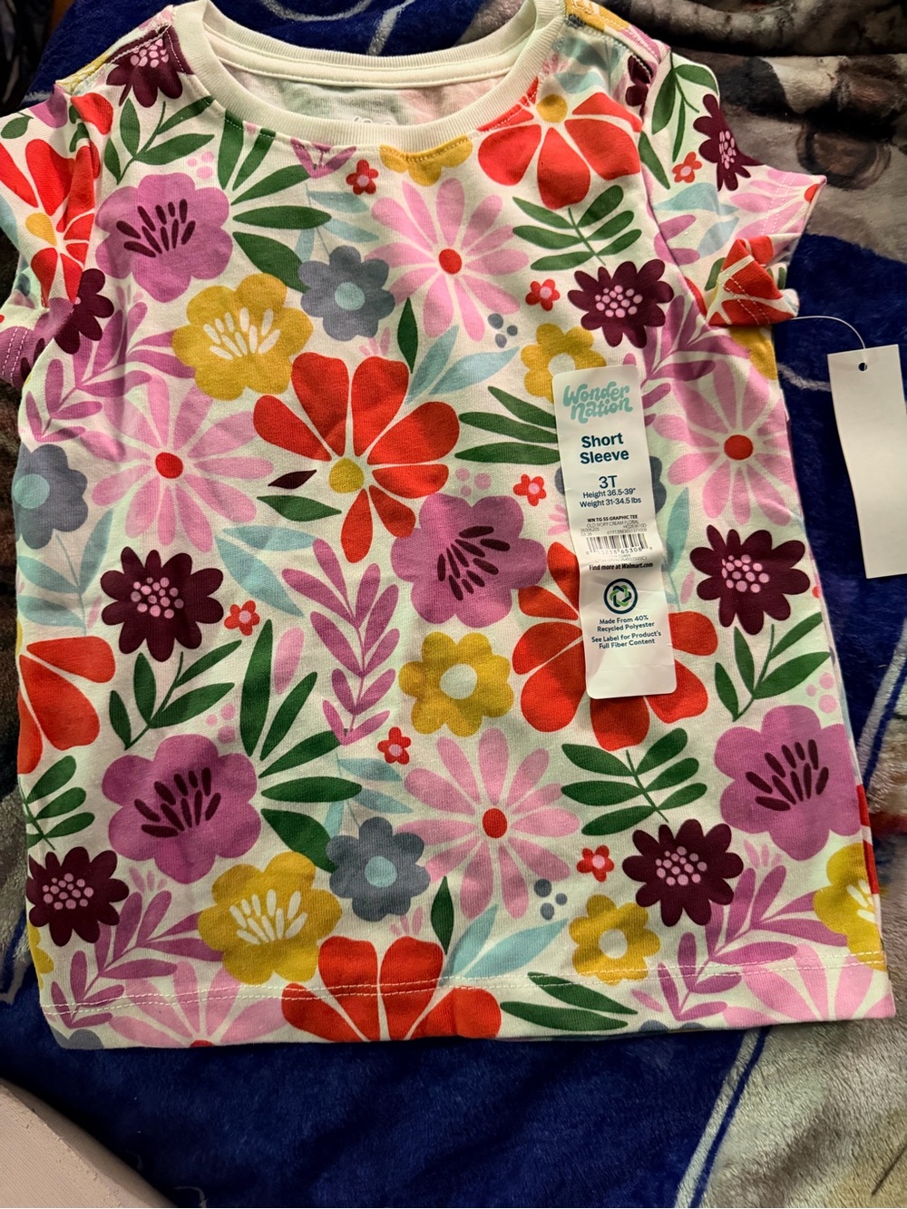 Wonder Nation Short Sleeve Floral Top in Multi-Color